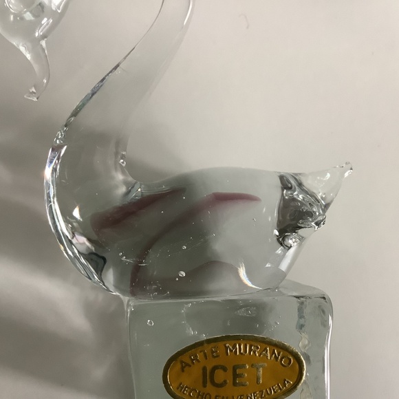 Vintage Arte Murano ICET Swan Figurine Blown Glass Paperweight Venezuela - Picture 5 of 12